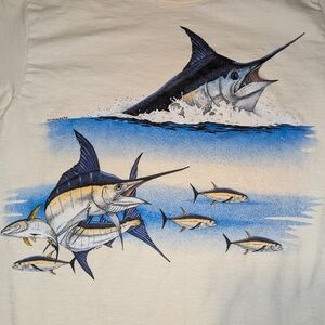 Marlin Finch Art Tee Men's Small Vintage 90s Single Stitch Tee